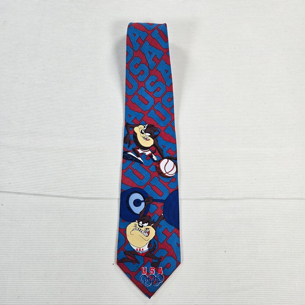 Vintage‎ Warner Bros Looney Tunes Taz USA Olympics Neck Tie